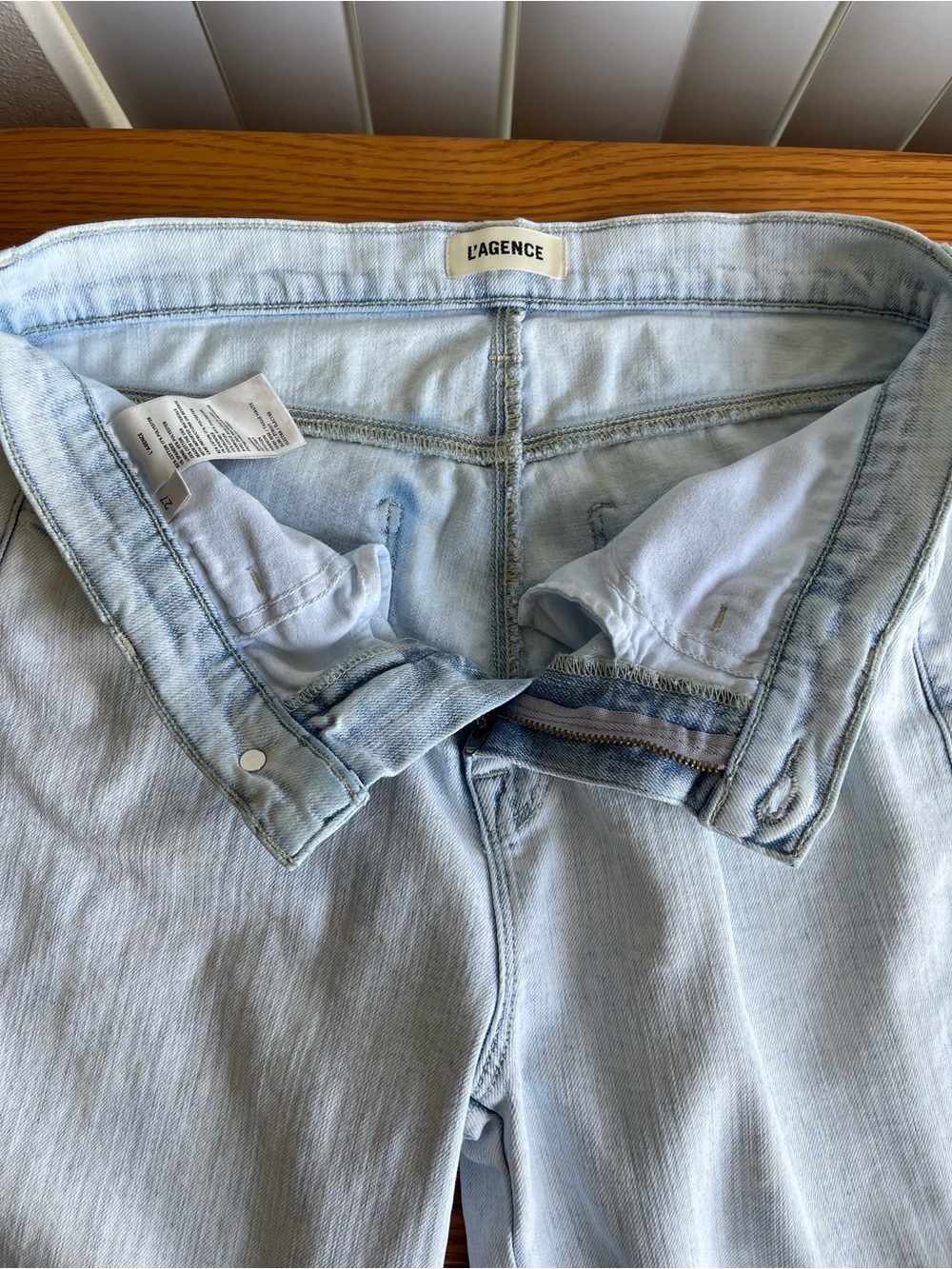 L’AGENCE Harmon High Waist Slim Raw Hem Jeans Electra Wash Size 27 - Picture 10 of 16